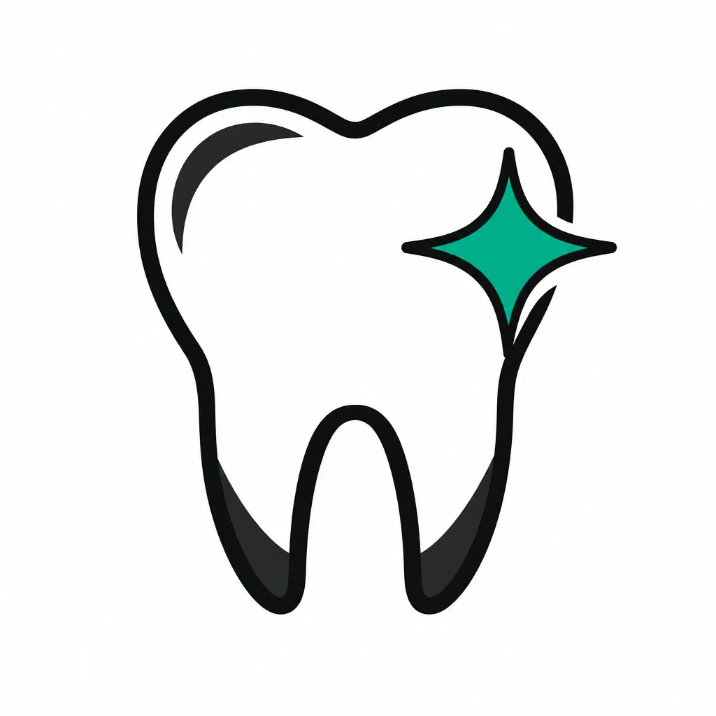 Tooth icon with green sparkle for cosmetic dentistry
